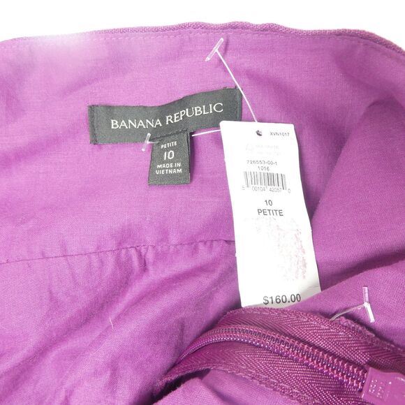Banana Republic Mini Dress NWT 100% Linen 10 Petite Kenza Purple Berry - Picture 4 of 7